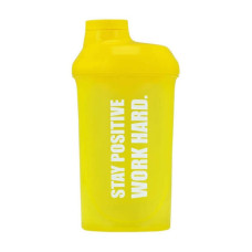 Shaker "STAY POSITIVE WORK HARD" (500 ml, yellow)